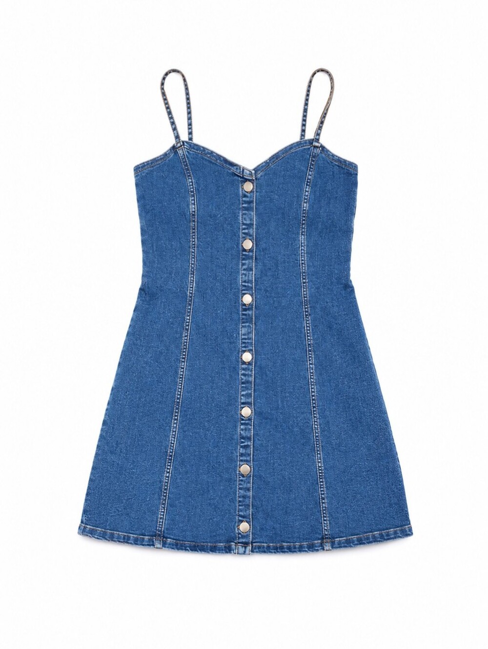 Roxy Stretch Denim Button Front Mini Jean Dress Beach Festival Boho Cottagecore - Picture 2 of 10